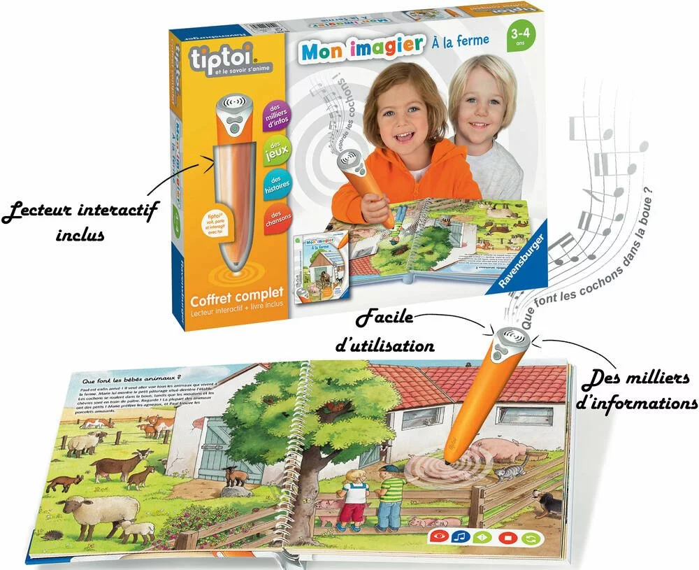 Ravensburger COFFRET COMPLET TIPTOI® LECTEUR INTERACTIF ET LIVRE IMAGIER A LA FERME 1 Ravensburger COFFRET COMPLET TIPTOI® LECTEUR INTERACTIF ET LIVRE IMAGIER A LA FERME