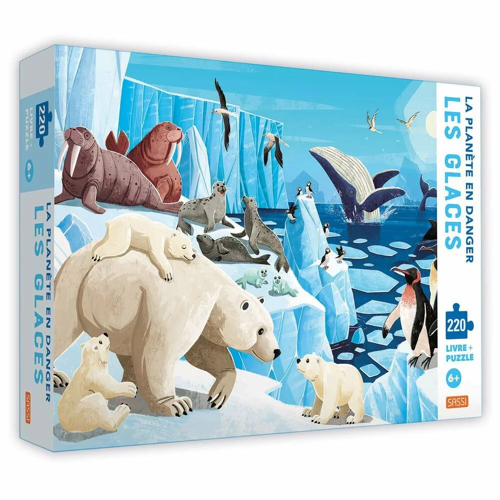 SASSI JUNIOR PUZZLE LA PLANETE EN DANGER 220 PIECES + LIVRE - LES GLACES 1 SASSI JUNIOR PUZZLE LA PLANETE EN DANGER 220 PIECES + LIVRE - LES GLACES
