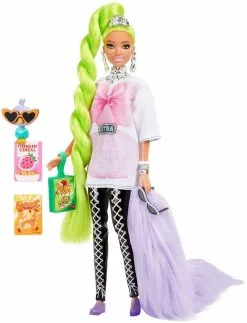 MATTEL POUPEE BARBIE EXTRA NATTE VERT FLUO