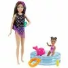 MATTEL COFFRET POUPEE BABYSITTER PISCINE - BARBIE
